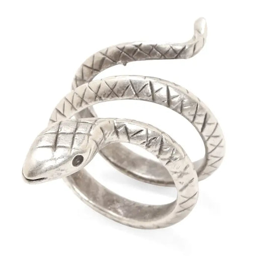 Handmade Snake Brass Ring in Silver Plated