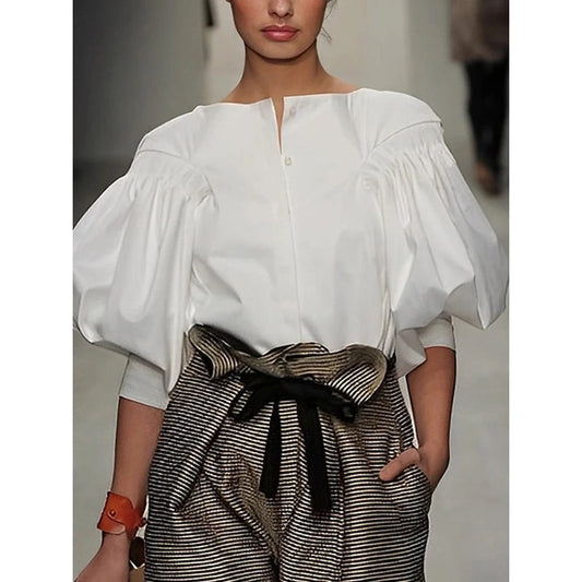 Puff Sleeves Buttoned Top