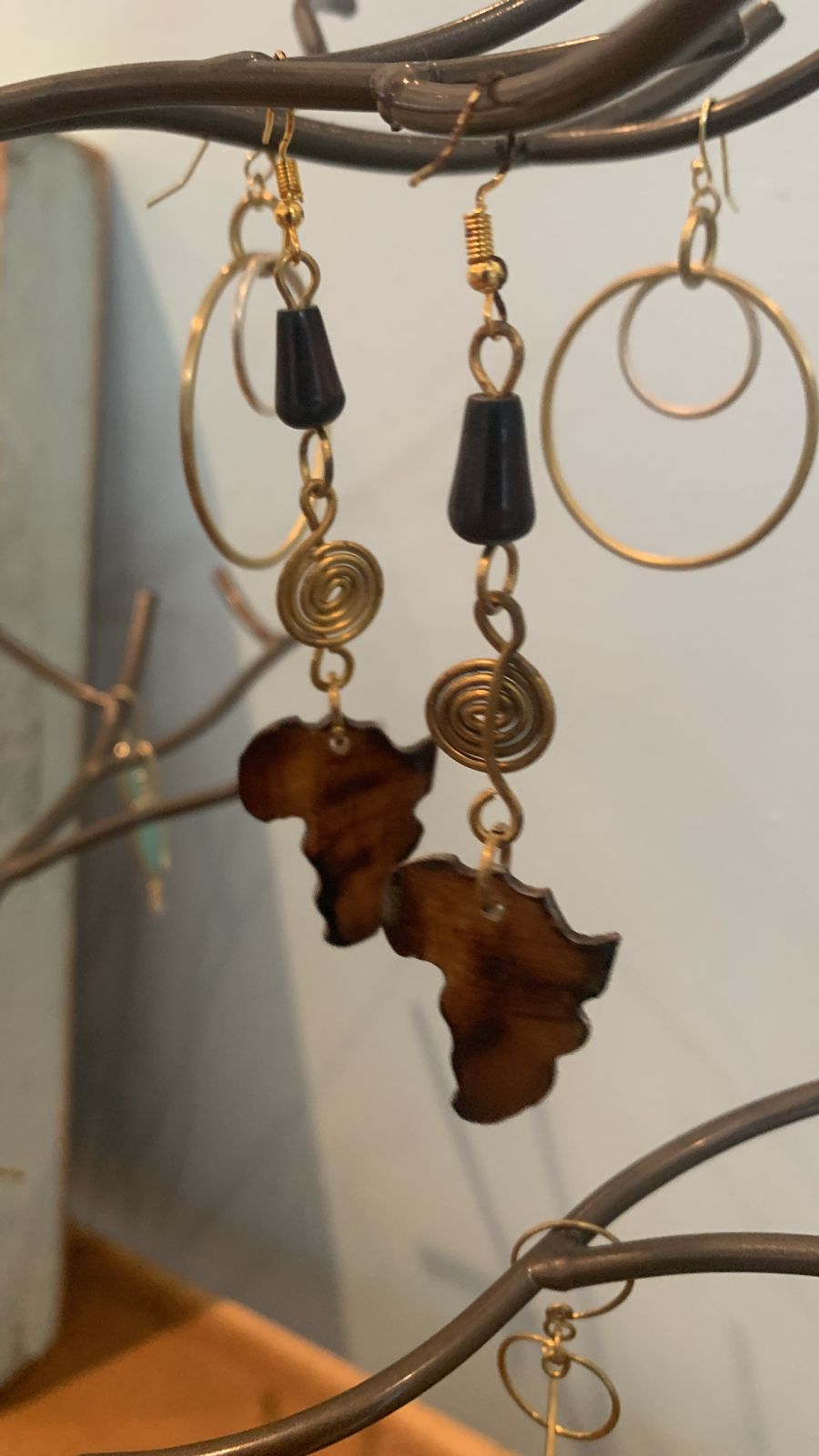 Africa Brass and Bone Continental Earring